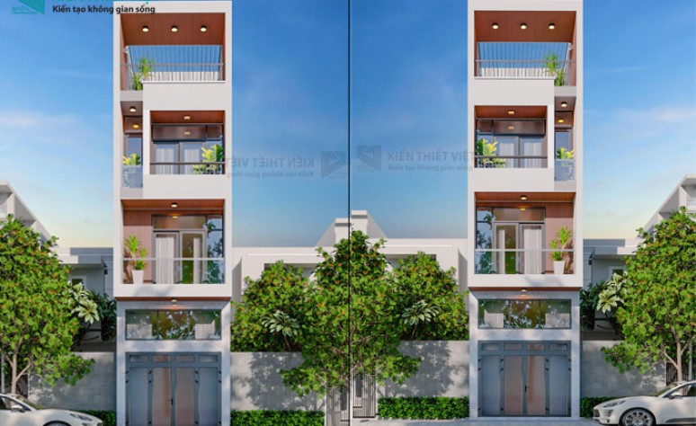 Thiết kế nhà phố 1 trệt 1 lửng 2 lầu có sân thượng – 4x16m