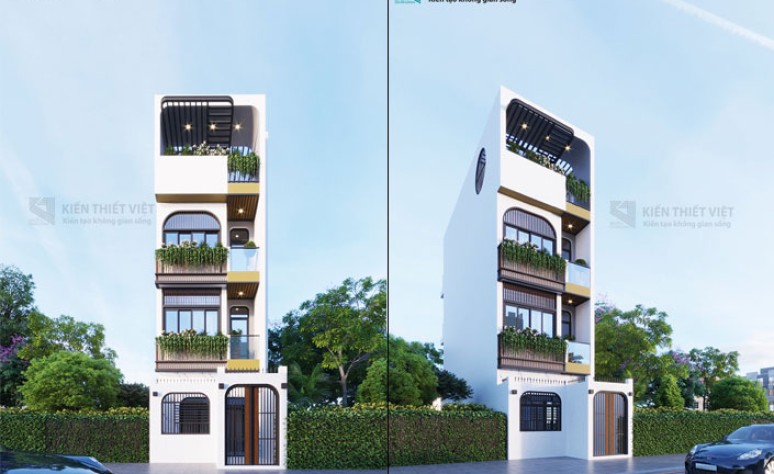 Thiết kế nhà phố hiện đại 4 tầng – nhà anh dũng
