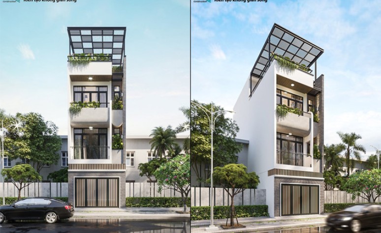 Thiết kế nhà phố hiện đại 4 tầng