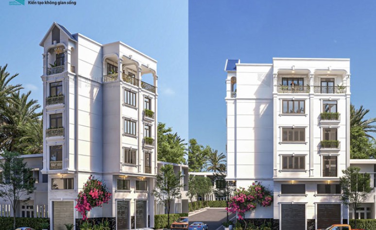 Thiết kế nhà phố tân cổ điển 5 tầng