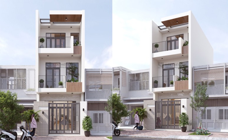 Thiết kế nhà phố 1 trệt 2 lầu kết hợp khu vực kinh doanh