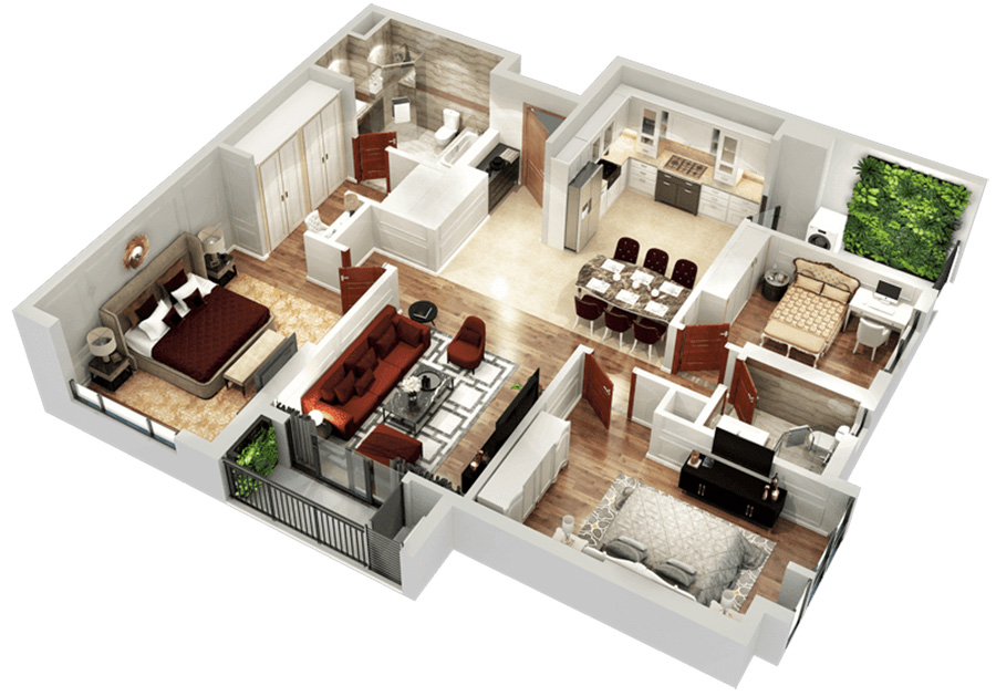 thiết kế nội thất 90m2
