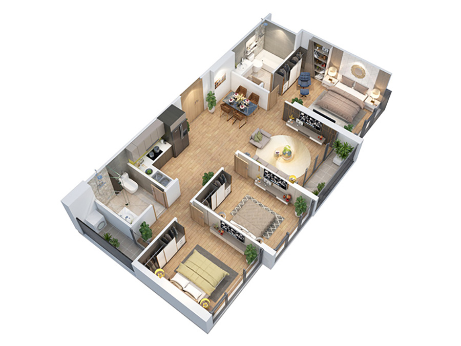 thiết kế nội thất 90m2