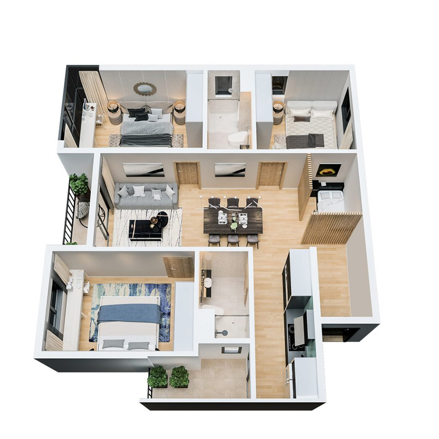 thiết kế nội thất 90m2