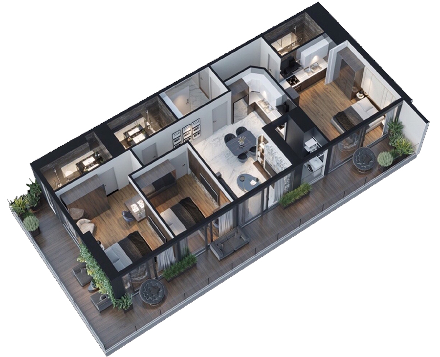 thiết kế nội thất 90m2 3 phòng ngủ