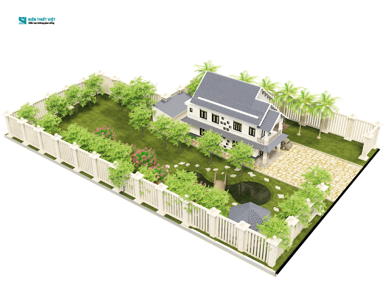 Phối cảnh 3D – Ấn tượng với biệt thự vườn mái thái 2 tầng (1)