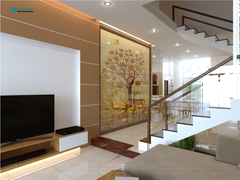Phối cảnh 3D – Thiết kế nhà phố 1 trệt 1 lửng 2 lầu tân cổ điển (2)
