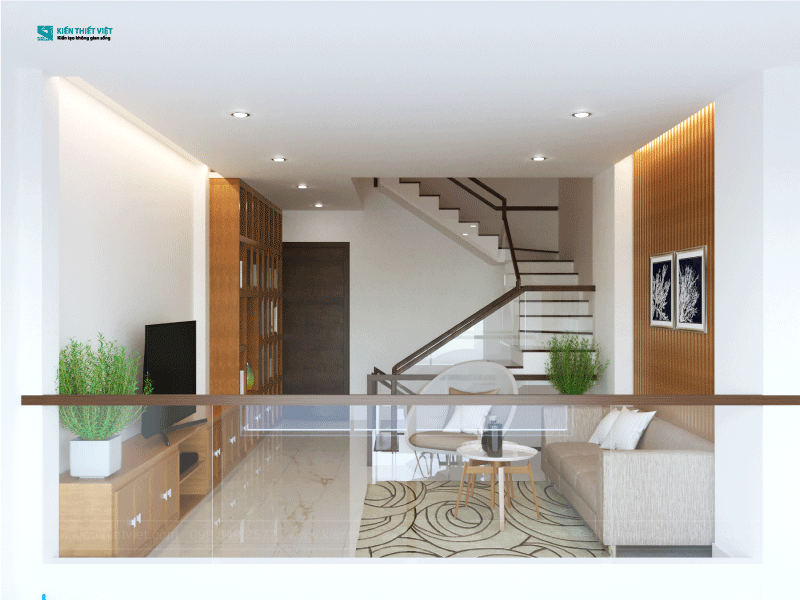 Phối cảnh 3D – Thiết kế nhà phố 1 trệt 1 lửng 2 lầu tân cổ điển (5)