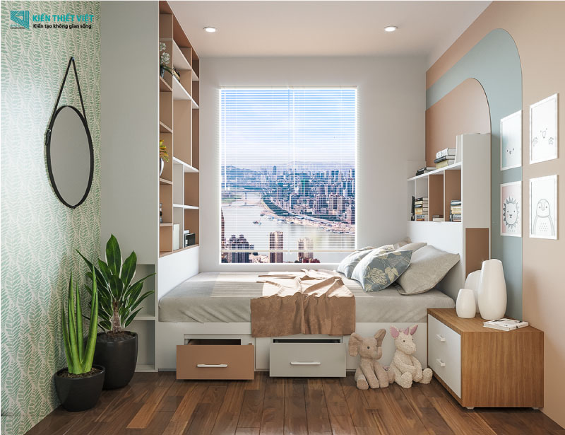 Phối cảnh 3D – Thiết kế nội thất căn hộ chung cư Diamond Riverside 72m2 (6)