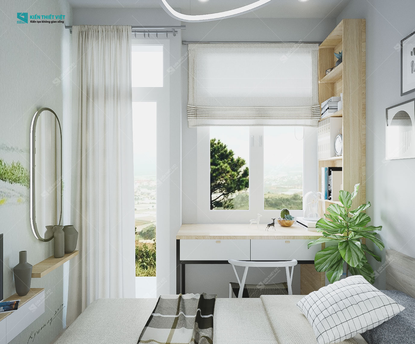 Phối cảnh 3D – Thiết kế nhà phố 1 trệt 2 lầu hiện đại (6)