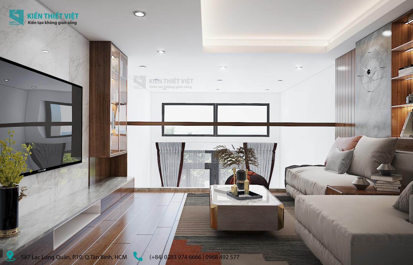 Phối cảnh 3D – Thiết kế nhà phố 1 trệt 1 lửng 2 lầu có sân thượng – 4x16m (4)