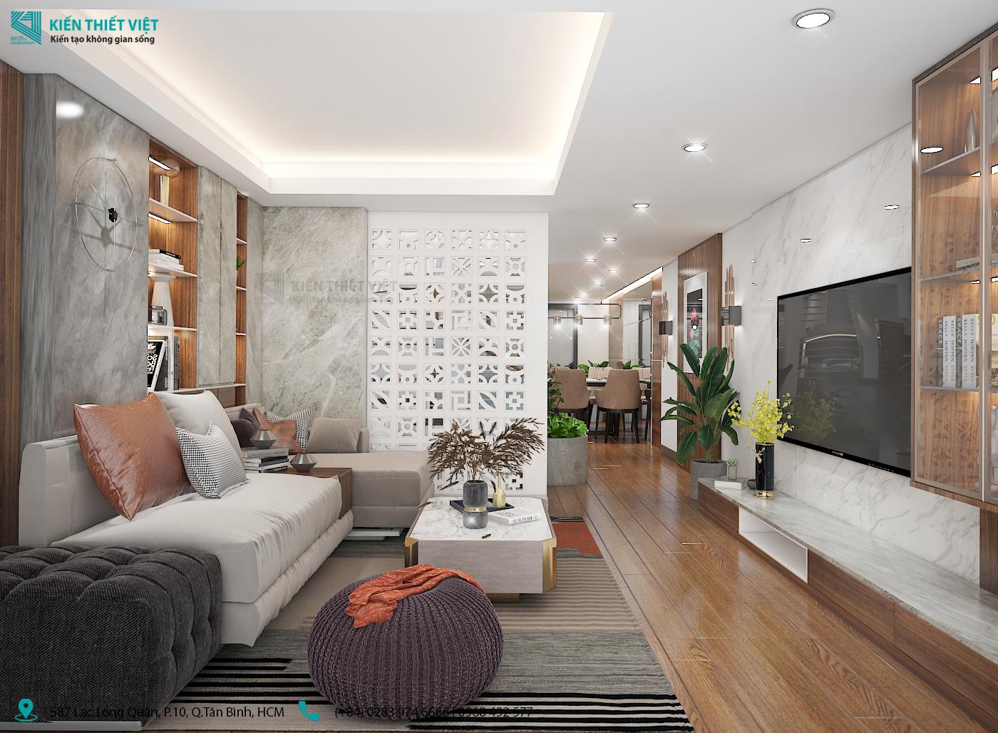 Phối cảnh 3D – Thiết kế nhà phố 1 trệt 1 lửng 2 lầu có sân thượng – 4x16m (1)