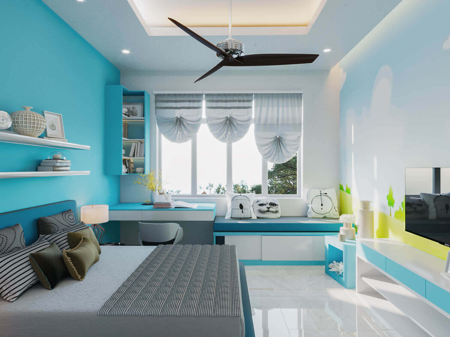 Phối cảnh 3D – Thiết kế nhà phố 4 tầng hiện đại kết hợp không gian kinh doanh Anh Minh (6)