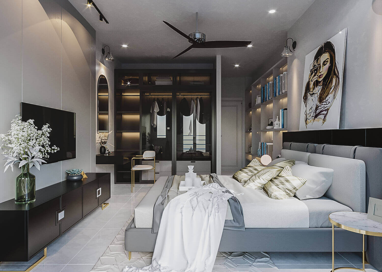 Phối cảnh 3D – Thiết kế nhà phố 4 tầng hiện đại kết hợp không gian kinh doanh Anh Minh (15)