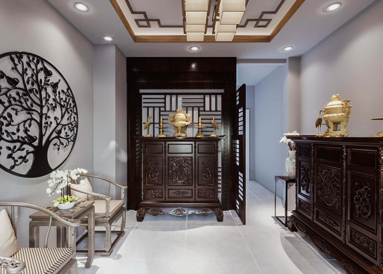 Phối cảnh 3D – Thiết kế nhà phố 4 tầng hiện đại kết hợp không gian kinh doanh Anh Minh (20)