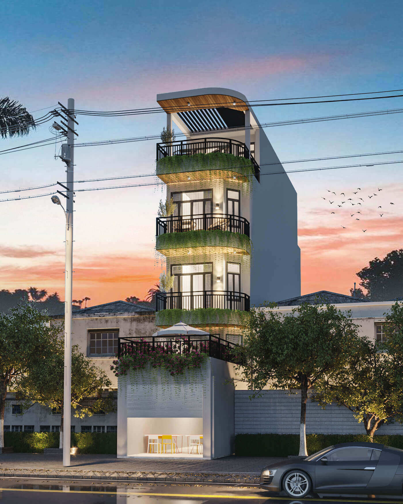 Phối cảnh 3D – Thiết kế nhà phố 4 tầng hiện đại kết hợp không gian kinh doanh Anh Minh (21)