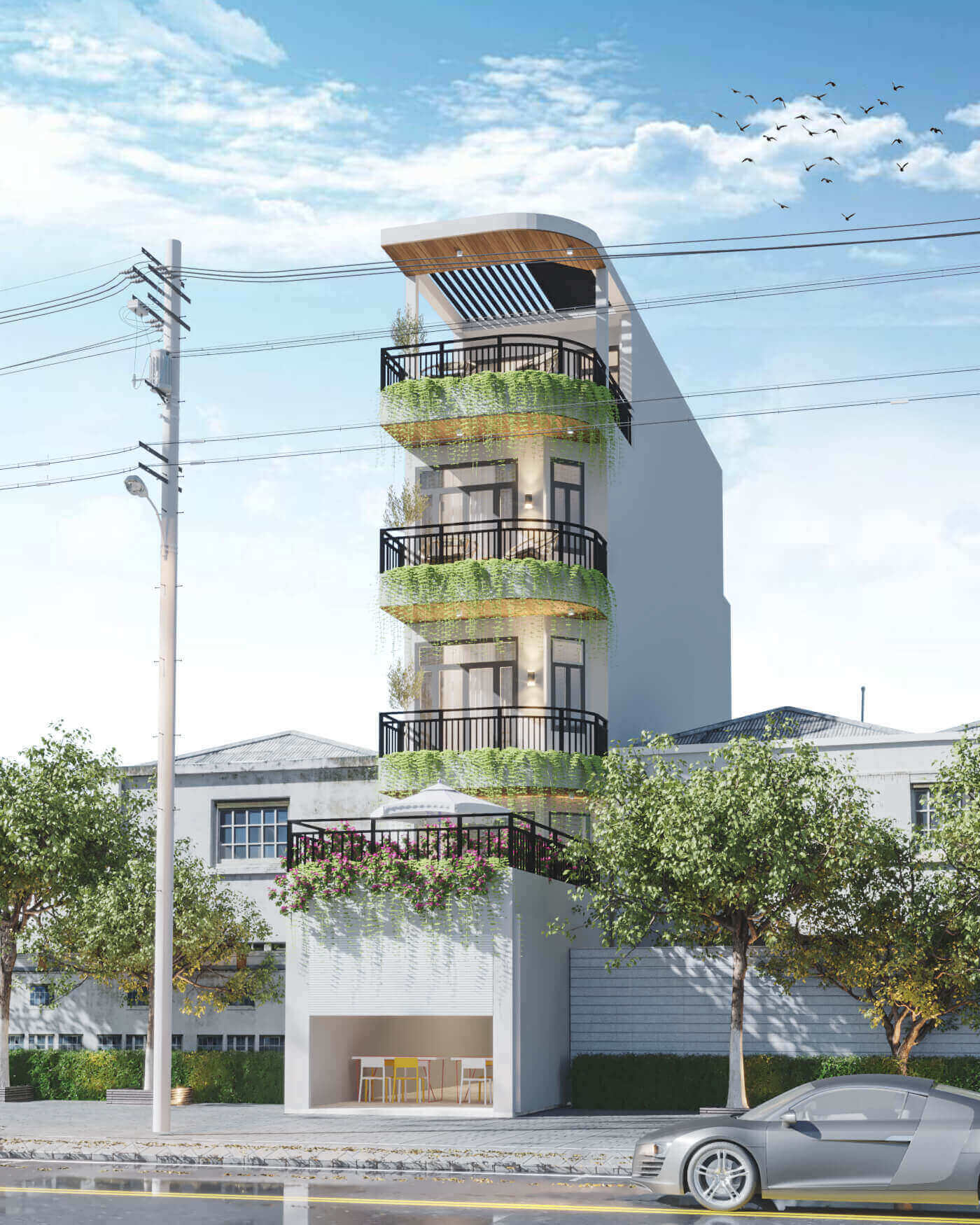 Phối cảnh 3D – Thiết kế nhà phố 4 tầng hiện đại kết hợp không gian kinh doanh Anh Minh (23)
