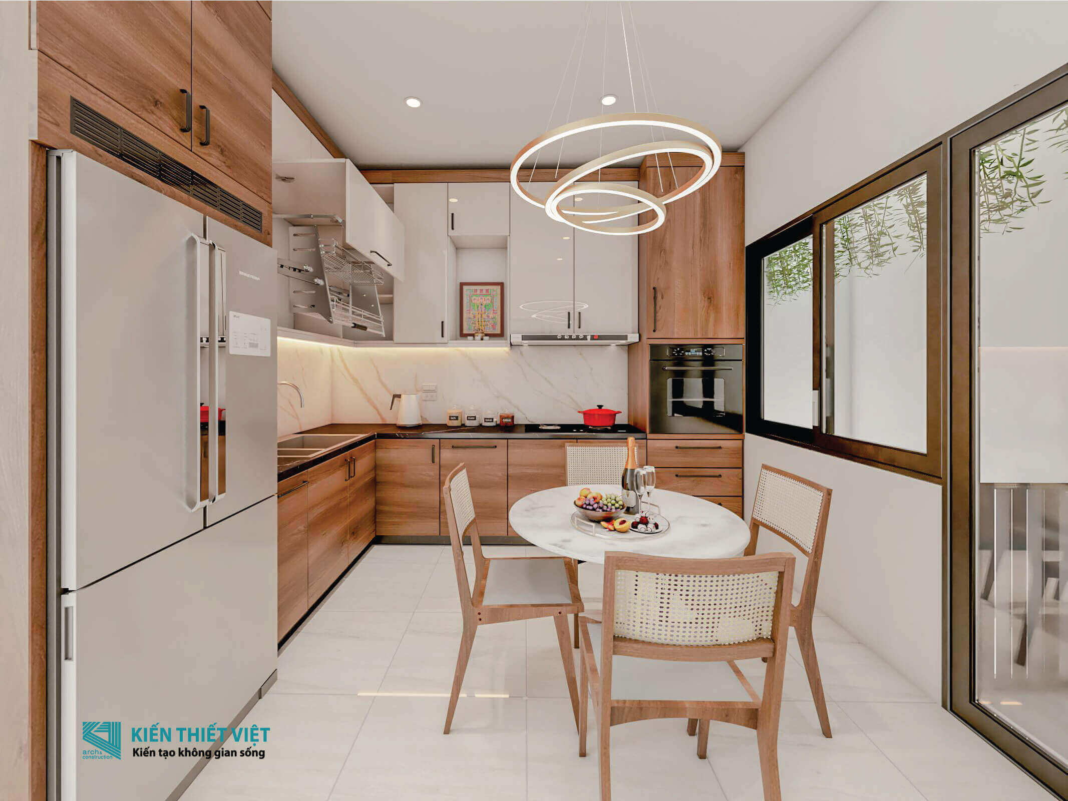 Phối cảnh 3D – Thiết kế nhà phố 3 tầng tại Long An Chị Linh (2)