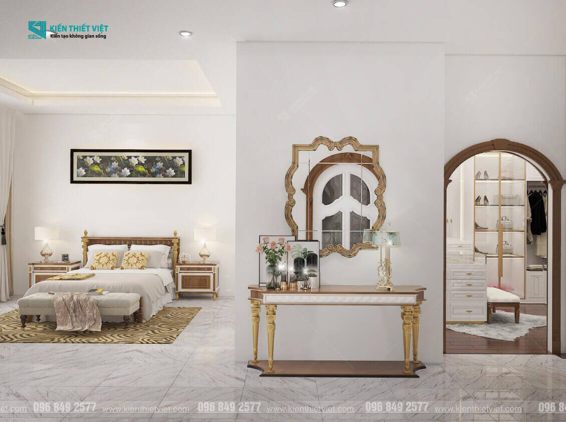 Phối cảnh 3D – Thiết kế nội thất nhà phố tân cổ điển nhà Chú Khang (1)