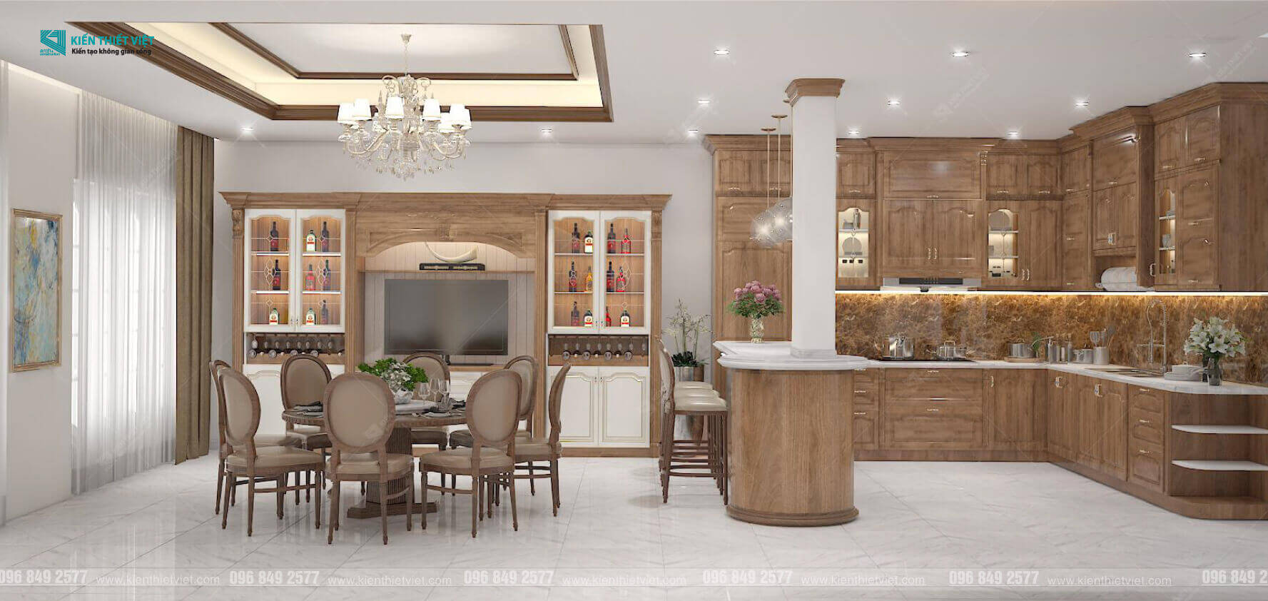 Phối cảnh 3D – Thiết kế nội thất nhà phố tân cổ điển nhà Chú Khang (15)