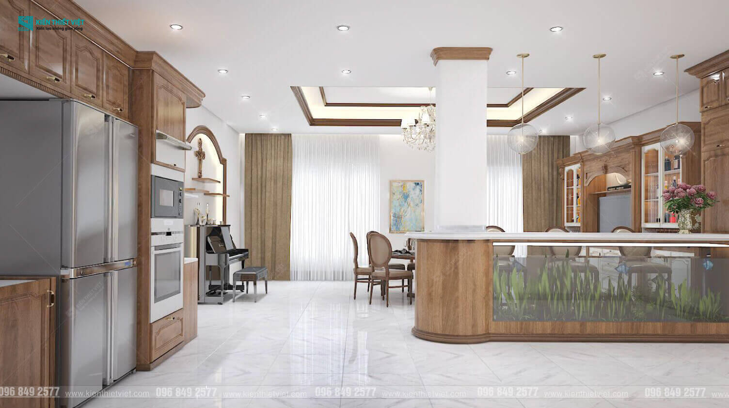 Phối cảnh 3D – Thiết kế nội thất nhà phố tân cổ điển nhà Chú Khang (18)
