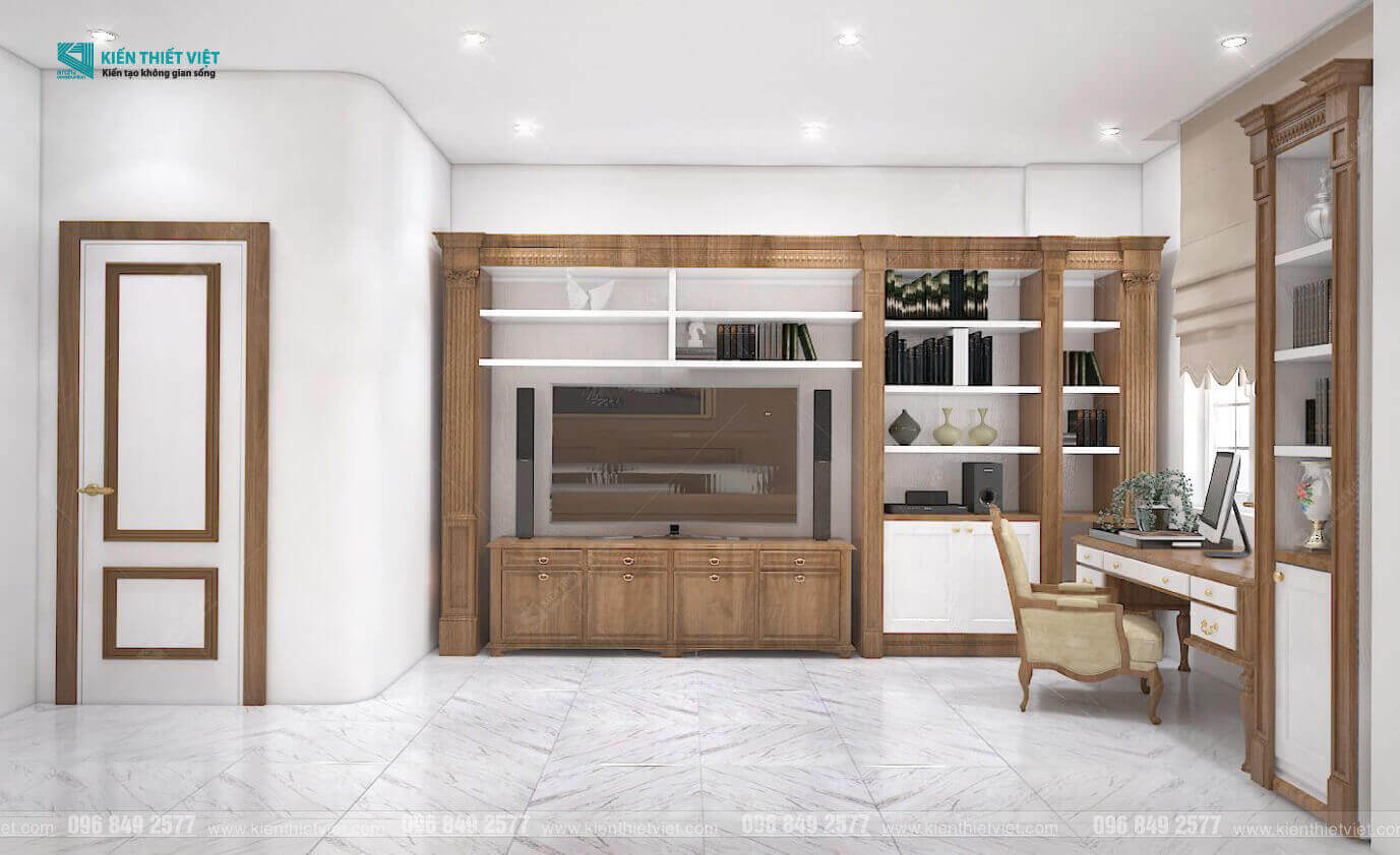 Phối cảnh 3D – Thiết kế nội thất nhà phố tân cổ điển nhà Chú Khang (2)
