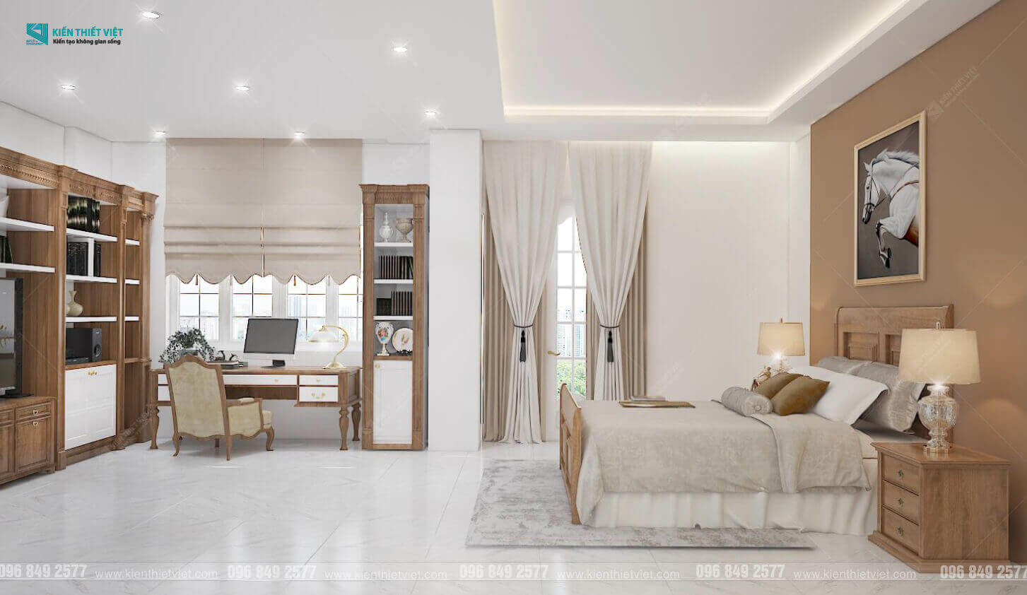 Phối cảnh 3D – Thiết kế nội thất nhà phố tân cổ điển nhà Chú Khang (21)