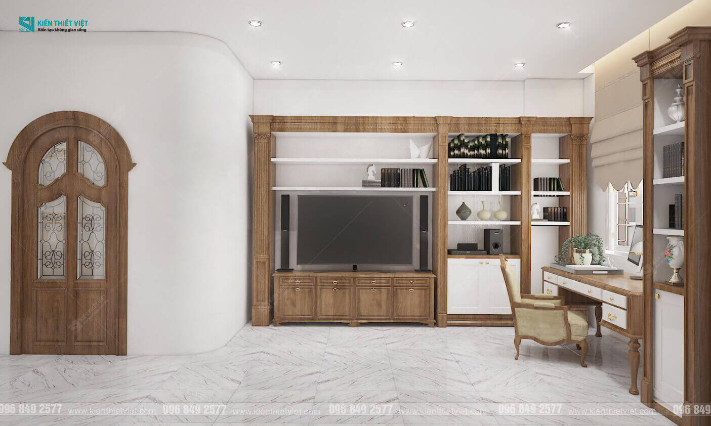 Phối cảnh 3D – Thiết kế nội thất nhà phố tân cổ điển nhà Chú Khang (22)