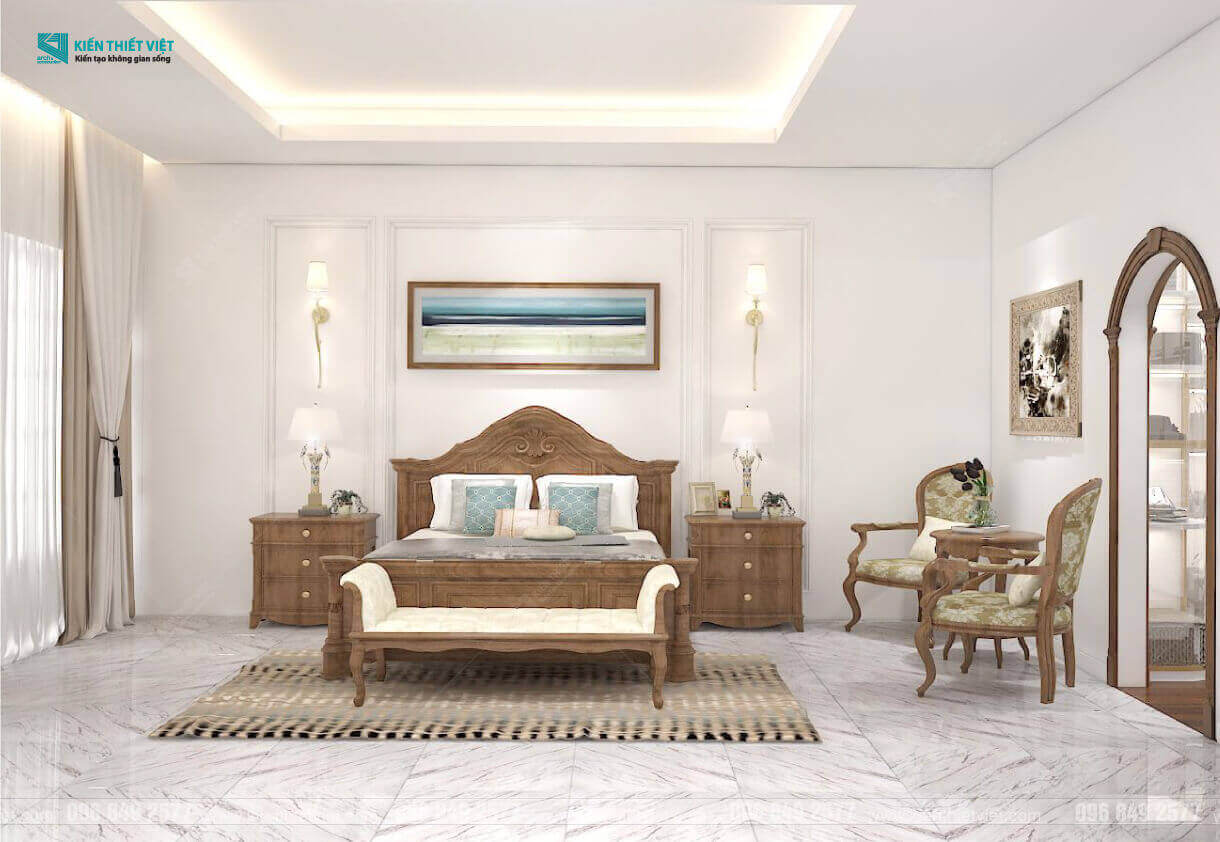 Phối cảnh 3D – Thiết kế nội thất nhà phố tân cổ điển nhà Chú Khang (7)