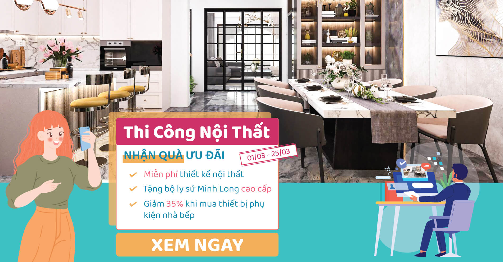 Thi công nội thất nhận quà ưu đãi 1