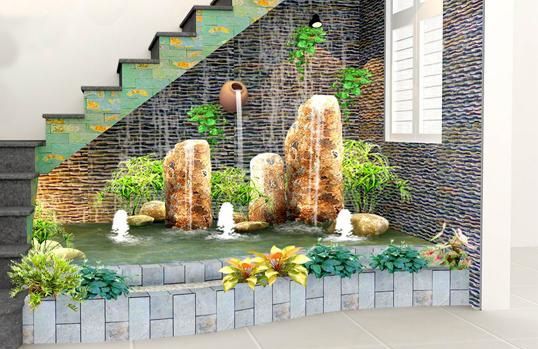 mẫu thiết kế bể cá dưới gầm cầu thang