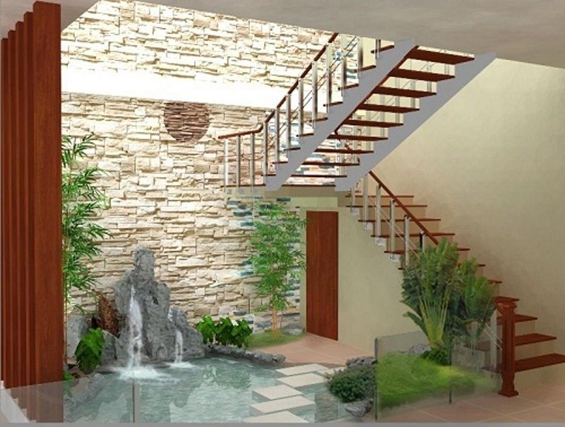 mẫu thiết kế bể cá dưới gầm cầu thang