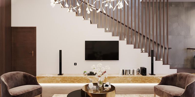 mẫu thiết kế tivi dưới gầm cầu thang