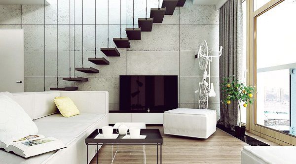 mẫu thiết kế tivi dưới gầm cầu thang