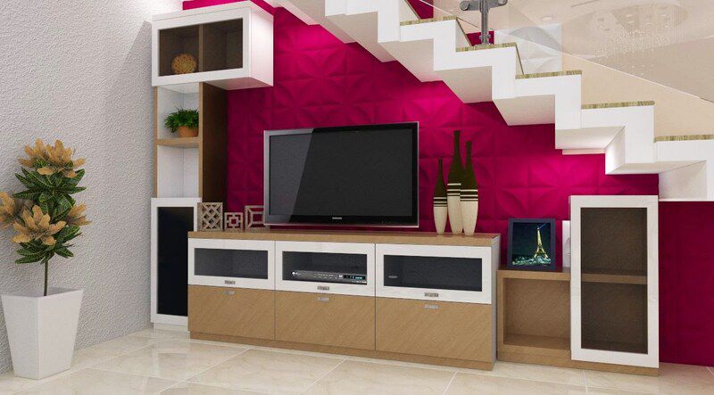 mẫu thiết kế tivi dưới gầm cầu thang
