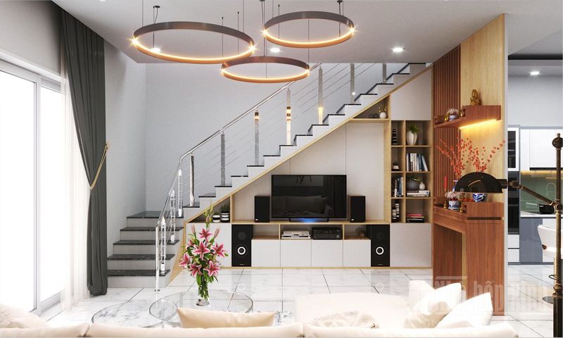 mẫu thiết kế tivi dưới gầm cầu thang