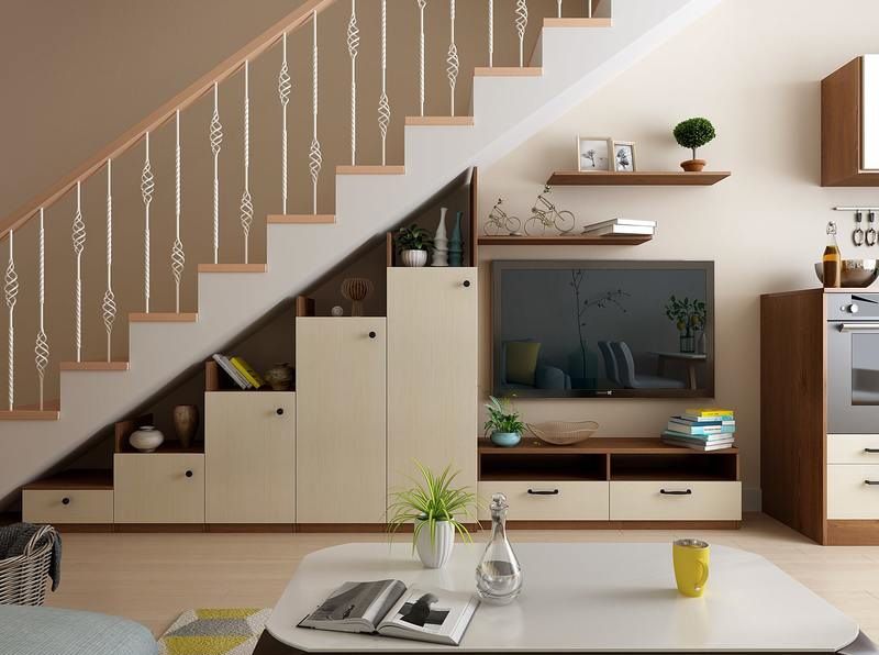 mẫu thiết kế tivi dưới gầm cầu thang