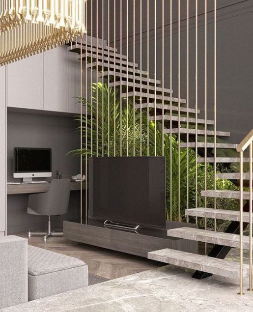 mẫu thiết kế tivi dưới gầm cầu thang