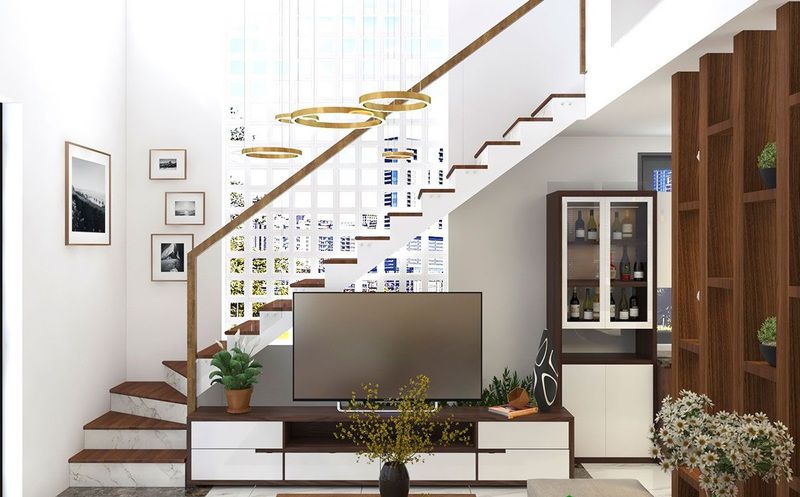 mẫu thiết kế tivi dưới gầm cầu thang