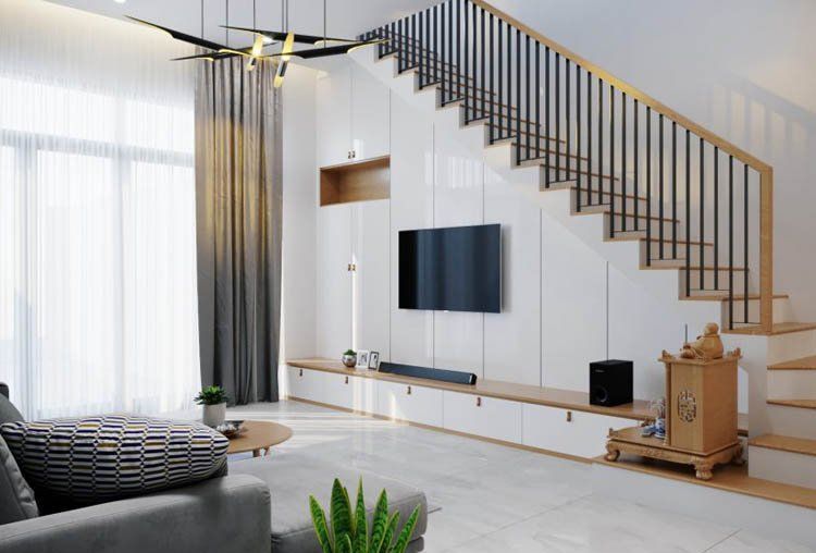 mẫu thiết kế tivi dưới gầm cầu thang