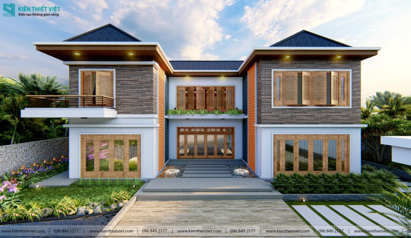 Thiết Kế Biệt Thự Sân Vườn Mái Thái Hồ Bơi (5)