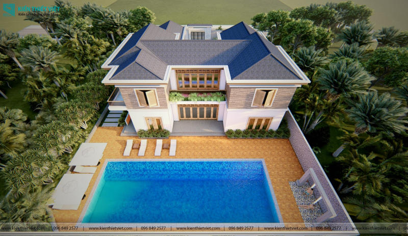 Thiết Kế Biệt Thự Sân Vườn Mái Thái Hồ Bơi (13)