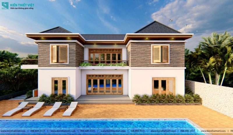 Thiết Kế Biệt Thự Sân Vườn Mái Thái Hồ Bơi (14)