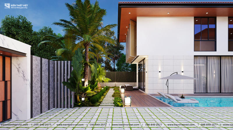 thiết kế biệt thự hiện đại hồ bơi sân vườn (12)