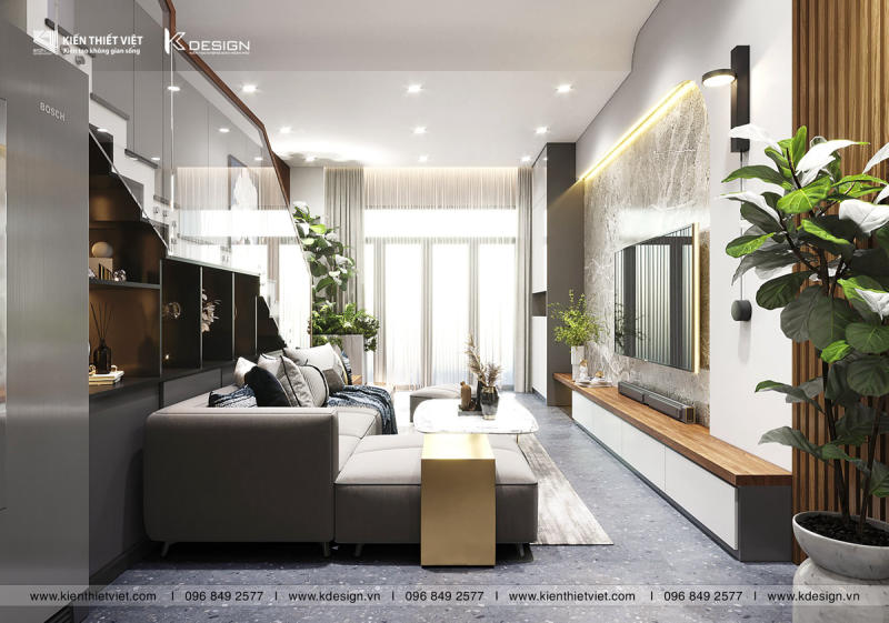 Nội thất phòng khách kết hợp bếp (6)