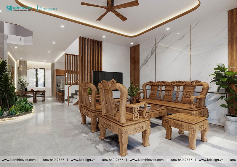 Nội thất phòng khách với bếp (5)