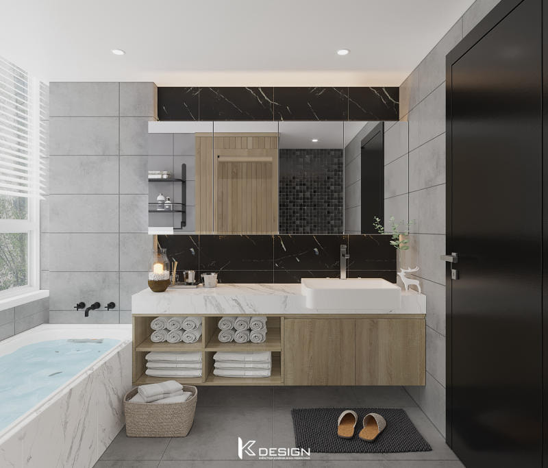 Mẫu toilet đẹp, thông thoáng với hệ cửa sổ lớn