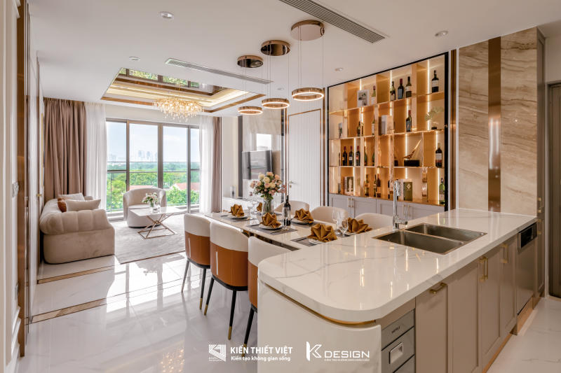 Nội thất không gian phòng Khách + phòng Bếp (9)